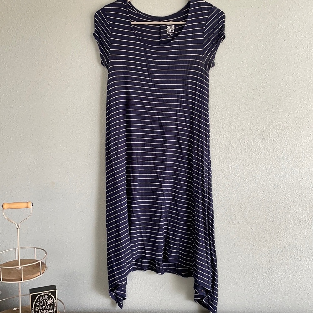 Blue & White Striped Swing Dress